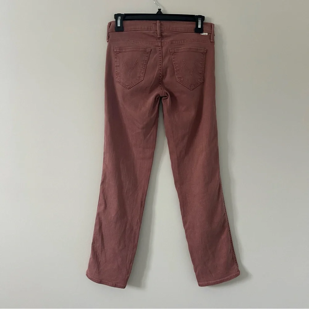 Mother The Rascal Cuff Mid Rise Straight Leg Jeans Rose Mauve Paradise Puff 25